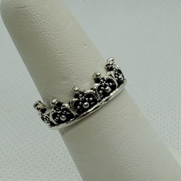 Silver Tone Crown Ring (6) - Picture 2 of 6